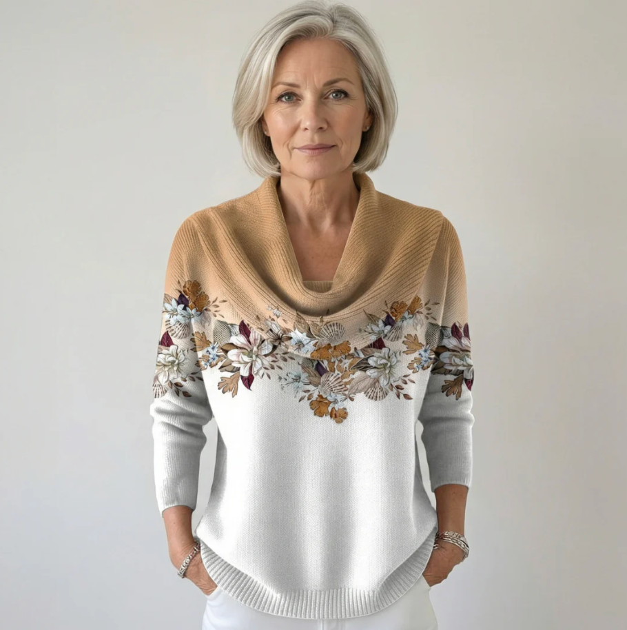 Nivelle | Bloemenprint coltrui voor dames – zachte gebreide pullover, elegante casual top