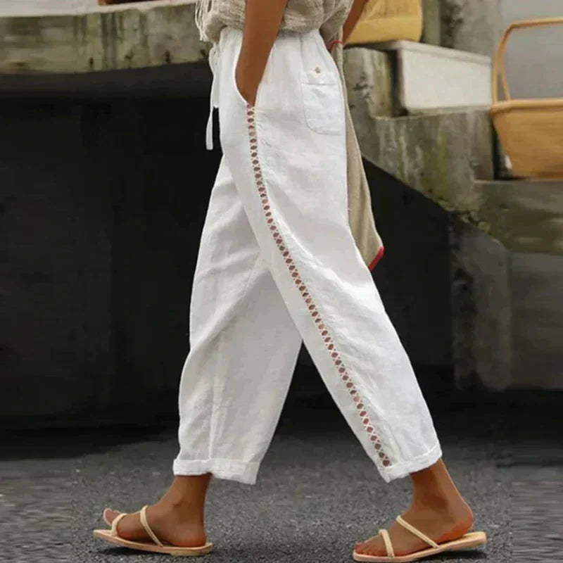 Amarantha | Casual Cotton Linen Women's Trousers - Lightweight, Comfortable