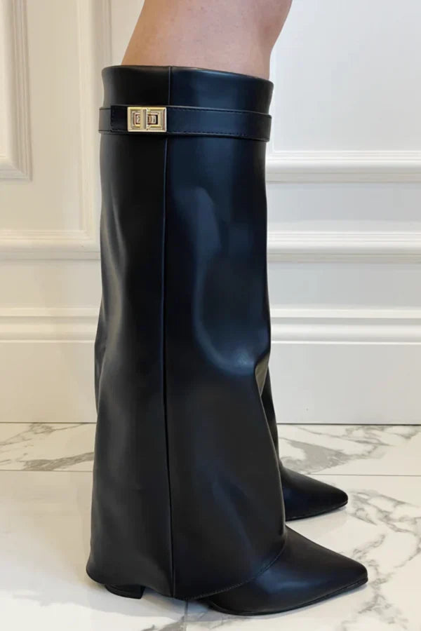 Tallure | Bottes hautes en daim pour femme – coupe large, fermeture éclair confortable