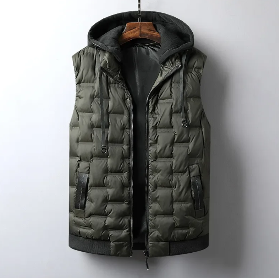 Abner | Casual elegante gewatteerde bodywarmer met capuchon voor heren