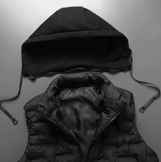 Abner | Casual elegante gewatteerde bodywarmer met capuchon voor heren