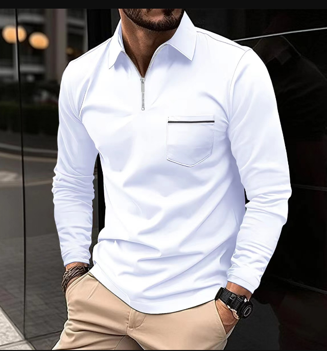 Cassiel | Polo à manches longues pour homme – Chemise classique et décontractée, confortable et respirante