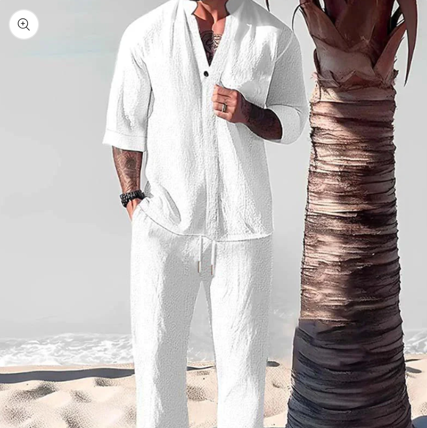 Haendor | Breathable Men's Set - Short-Sleeved Shirt and Lightweight Trousers