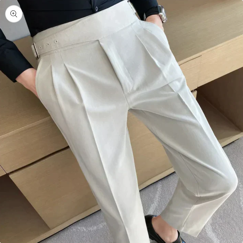 Wrython | Men's High Waisted Trousers - Formal Pants for Business and Casual Wear