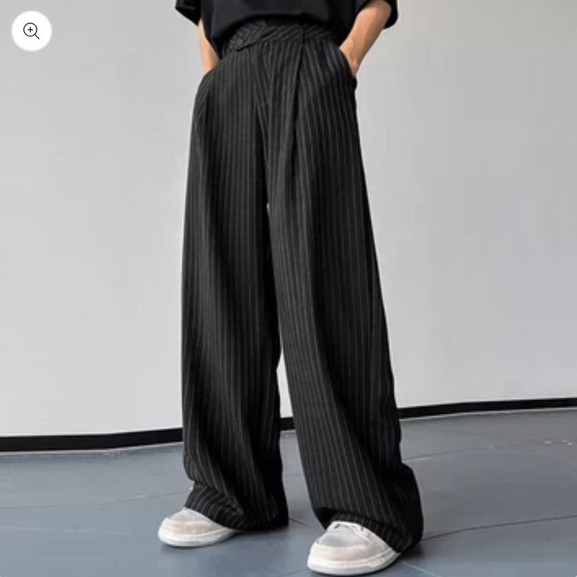 Lendrith | Men's Wide-Leg High-Waisted Trousers - Loose Fit, Elegant Casual Trousers