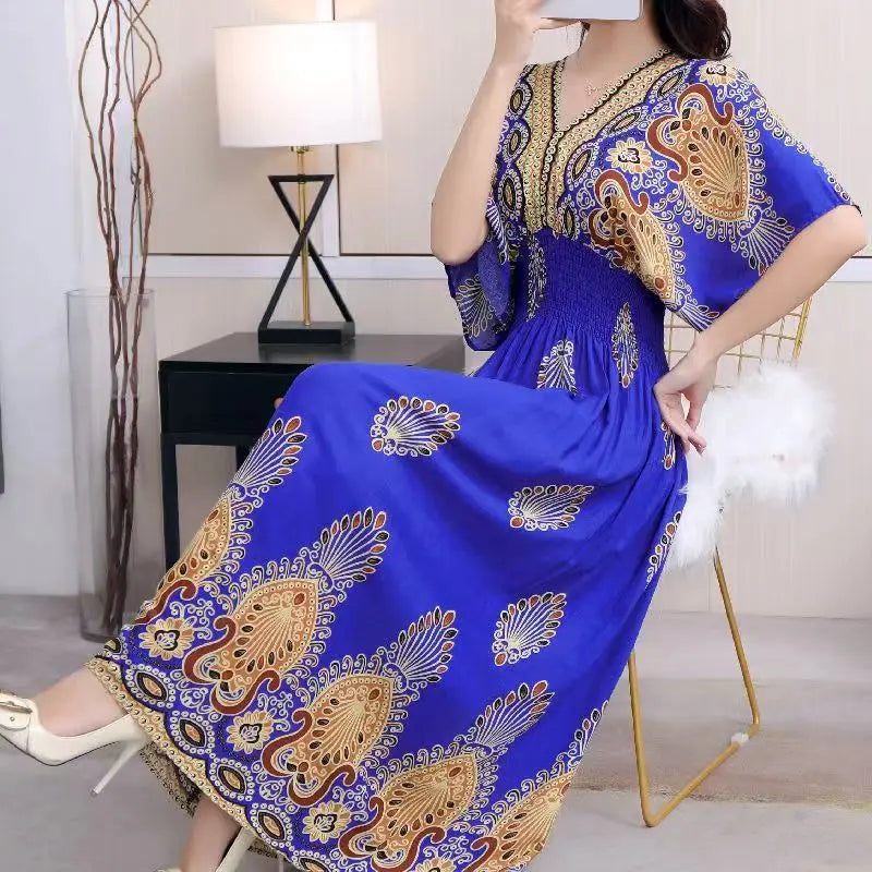 Rielle | Bohemian maxi-jurk voor dames – Lange, soepel vallende casual zomerjurk met print