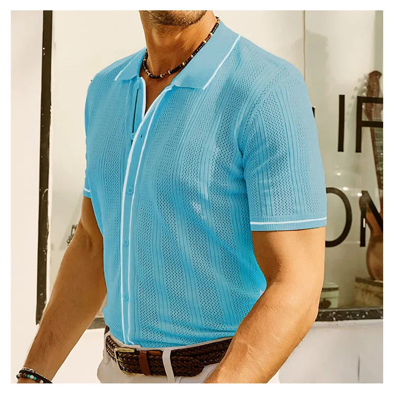 Hansel | Heren Ademend Gebreid Poloshirt - Korte Mouw, Casual Zomer Top