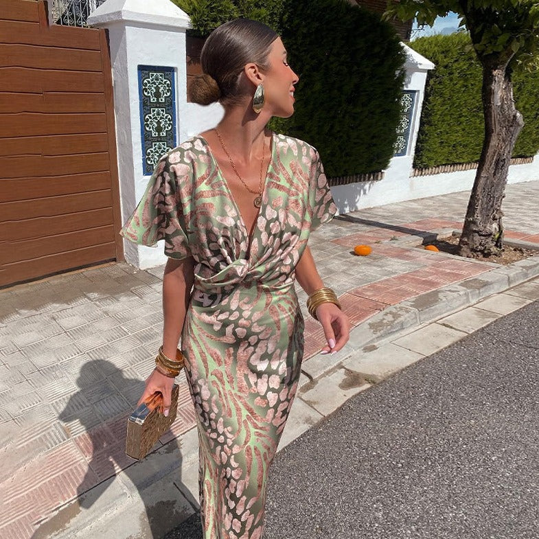 Corvina | Twisted V-hals Maxi Dress - Lange Jurk voor Avond & Vrijetijdskleding