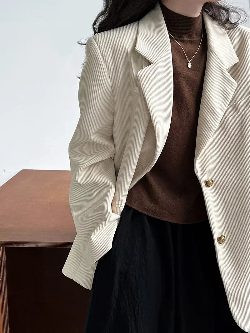 Peronelle | Women's Oversized Corduroy Blazer - Casual Loose Jacket