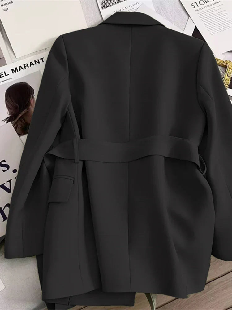 Enina | Elegante damesblazer met strikceintuur – Modern werk- en casual jasje met lange mouwen