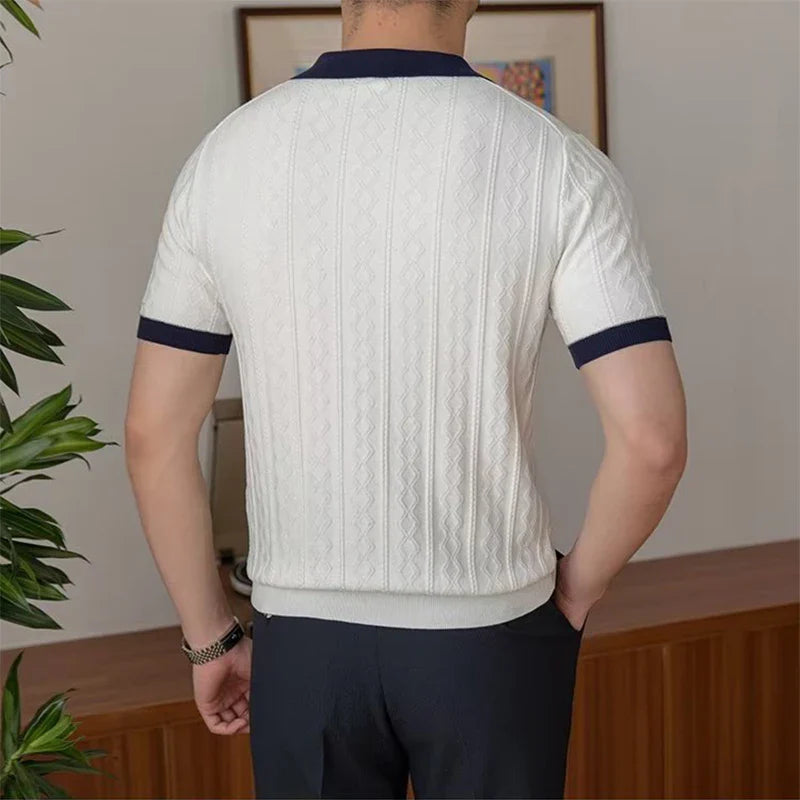 Ronan | Zomer Vintage gebreide patchwork polo