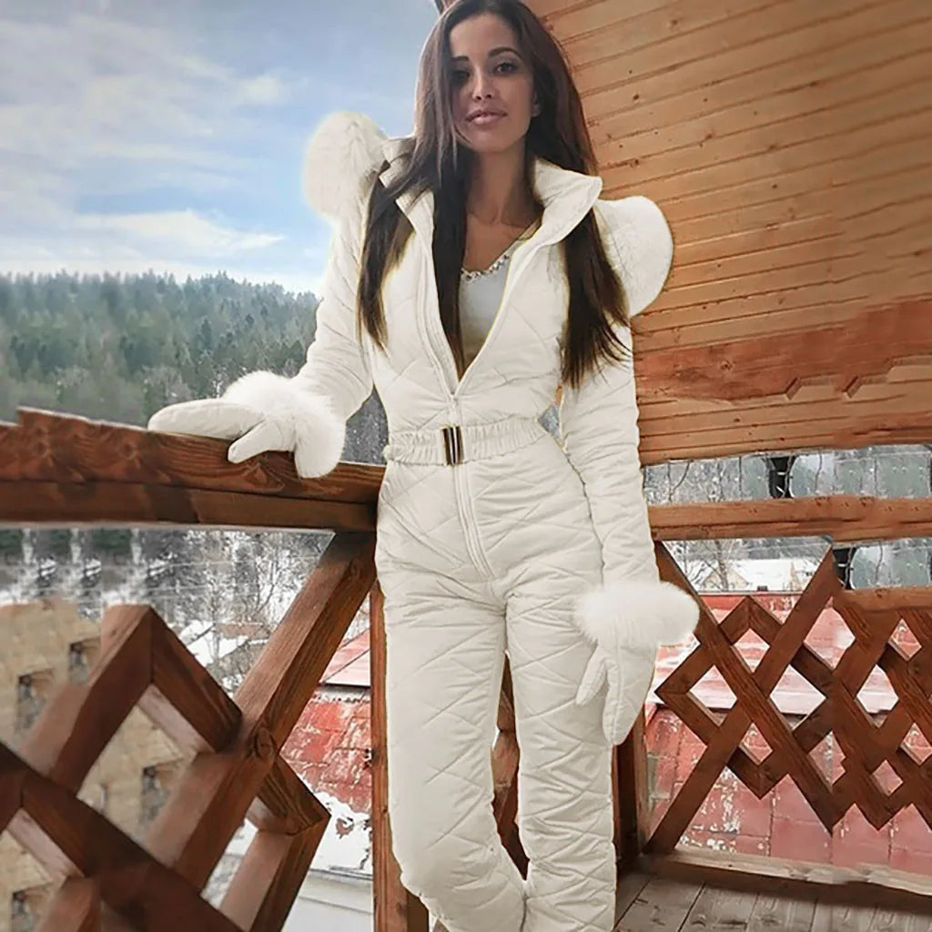Fauna | Combinaison d'hiver élégante pour femme - Manteau en fourrure à capuche, chaud et stylé pour les temps froids