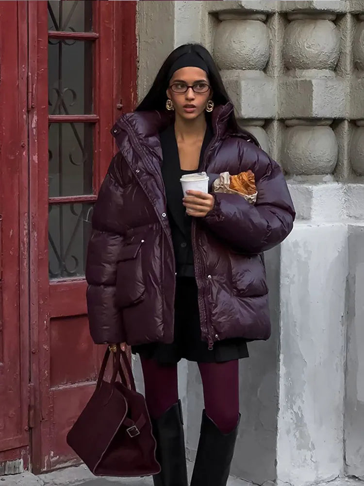 Adalind | Bourgondische Puffer Winterjas voor Dames - Warme Isolerende Jas