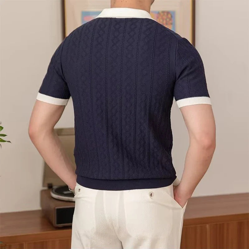 Ronan | Zomer Vintage gebreide patchwork polo