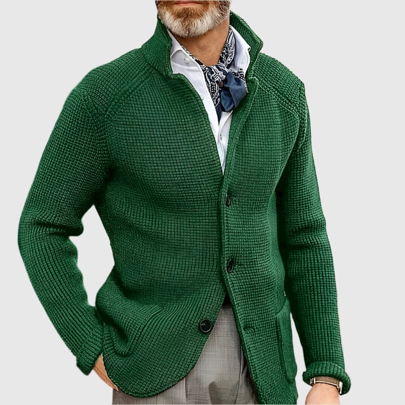 Zavian | Retro militair vest voor heren met opstaande kraag – gebreide trui, casual jasje, vintage stijl