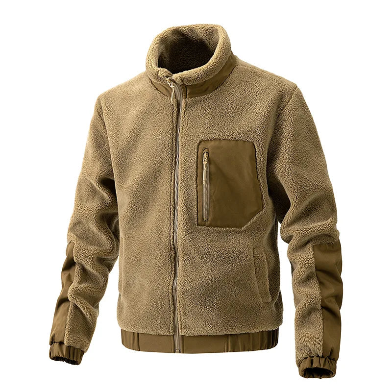 Davion | Heren winter warm fleece jack met kraag en zakken