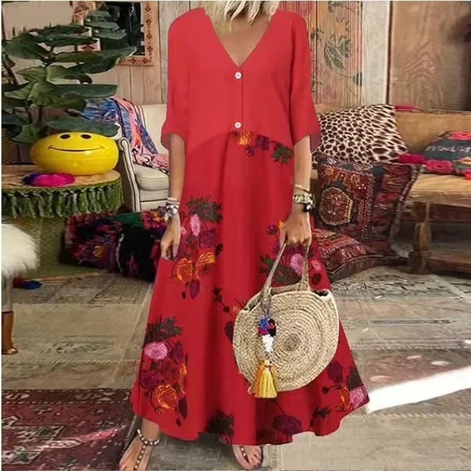 Vaelah | Lange zomerjurk voor dames – Maxi-jurk met print in een casual-elegante stijl