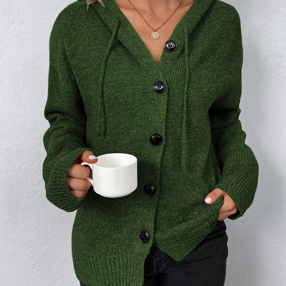 Galadriel | Gebreid damesvest met capuchon, warme longline truijas voor de winter, casual veelzijdig ontwerp
