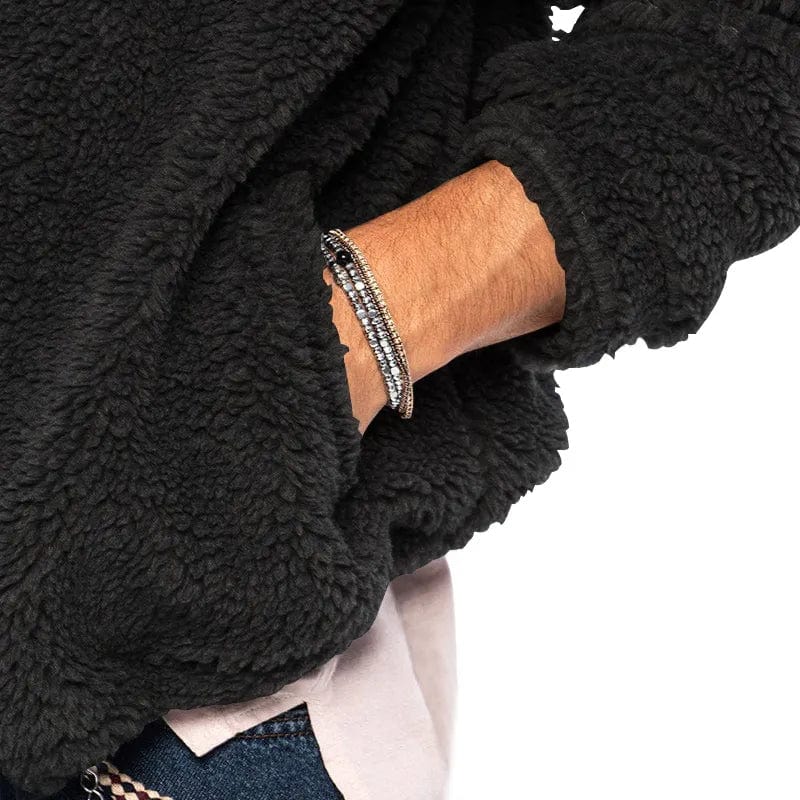 Asheron | Teddy fleece jas voor heren met capuchon – Warme, zachte, casual winterjas