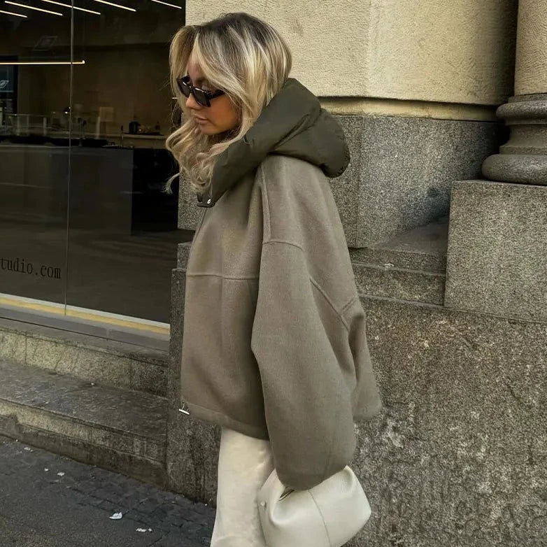 Divya | Casual oversized dames winterjas met capuchon - Zachte, warme, comfortabele bovenkleding