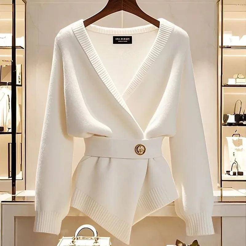Anyria | Cardigan vintage pour femme, manches longues, maille unie – maille douce à boutons
