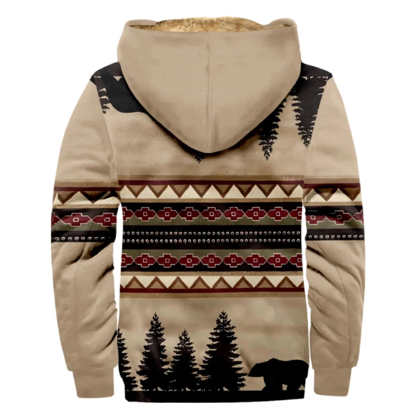 Torben | Herenjas met capuchon en fleecevoering - Aztec print, warme en stijlvolle bovenkleding