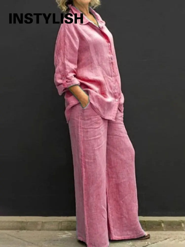 Felyn | Casual linnen set – Vintage zomerse outfit voor dames met losse pasvorm