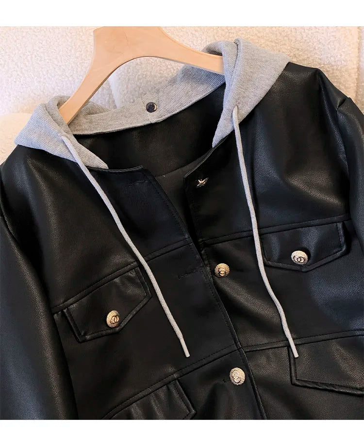 Anthea | Gevoerde leren damesjas met dikke capuchon - Warme, stijlvolle bovenkleding voor koud weer