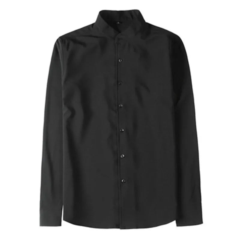 Phileas | Chemise homme à manches longues, col montant, coupe ajustée, idéale pour les mariages et les occasions professionnelles