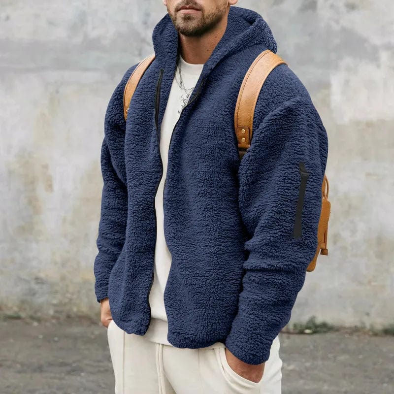 Asheron | Teddy fleece jas voor heren met capuchon – Warme, zachte, casual winterjas