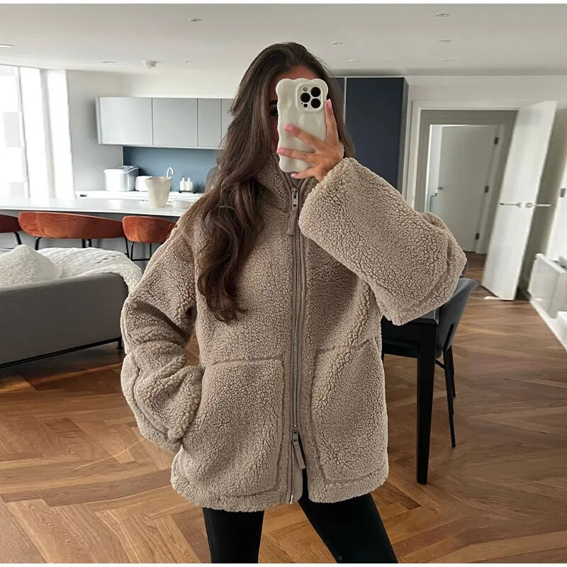 Elif | Oversized fleecejack voor dames - Warme winterjas met rits voor comfort en stijl