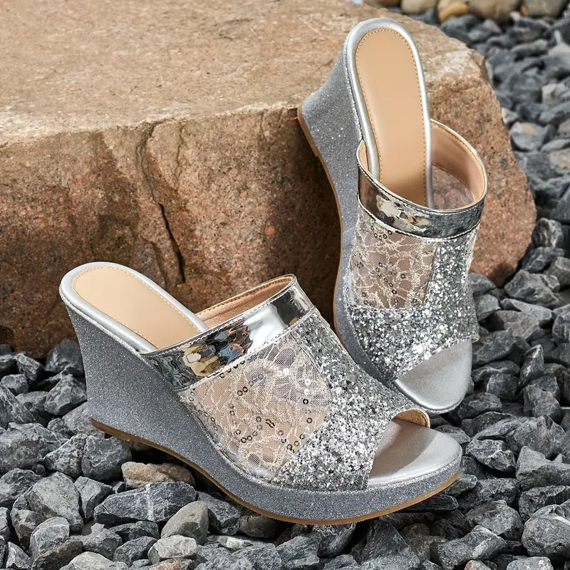 Women's high heel sandals with breathable mesh upper