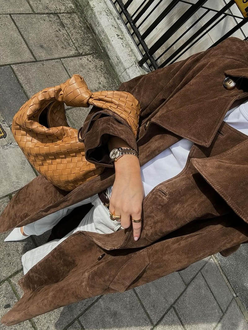 Prunella | Suède lange trenchcoat voor dames - Elegante en warme bovenkleding