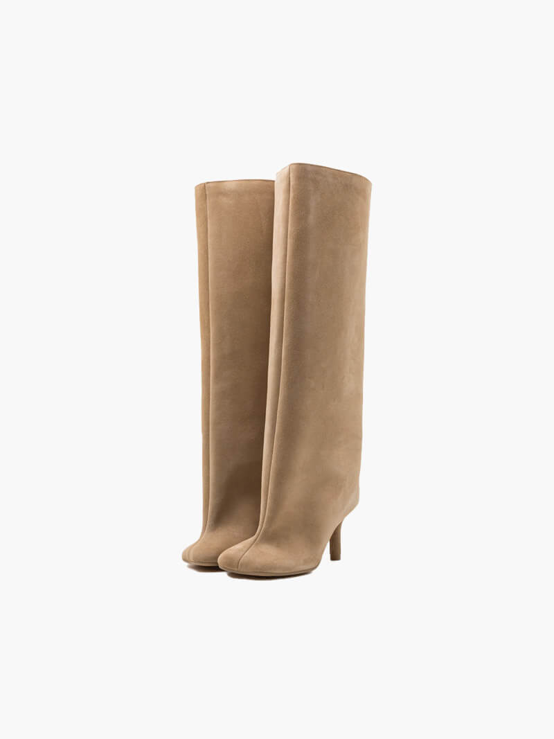 Veluxe | Elegante hoge suède dameslaarzen met hak - stijlvolle en comfortabele kniehoge schoenen