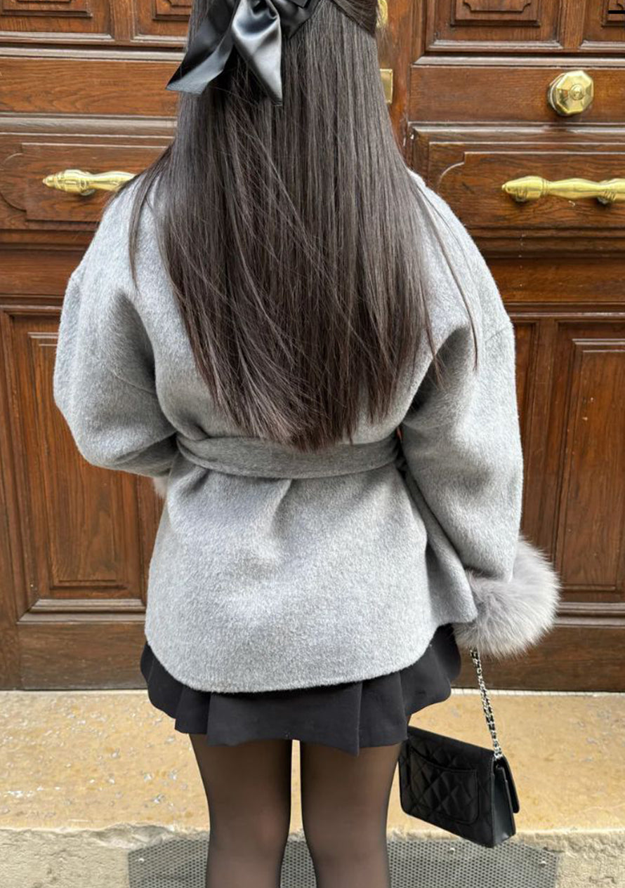 Asta | Manteau d'hiver luxueux pour femme avec poignets en fourrure et ceinture à nouer – Vêtement d'extérieur élégant et chaud