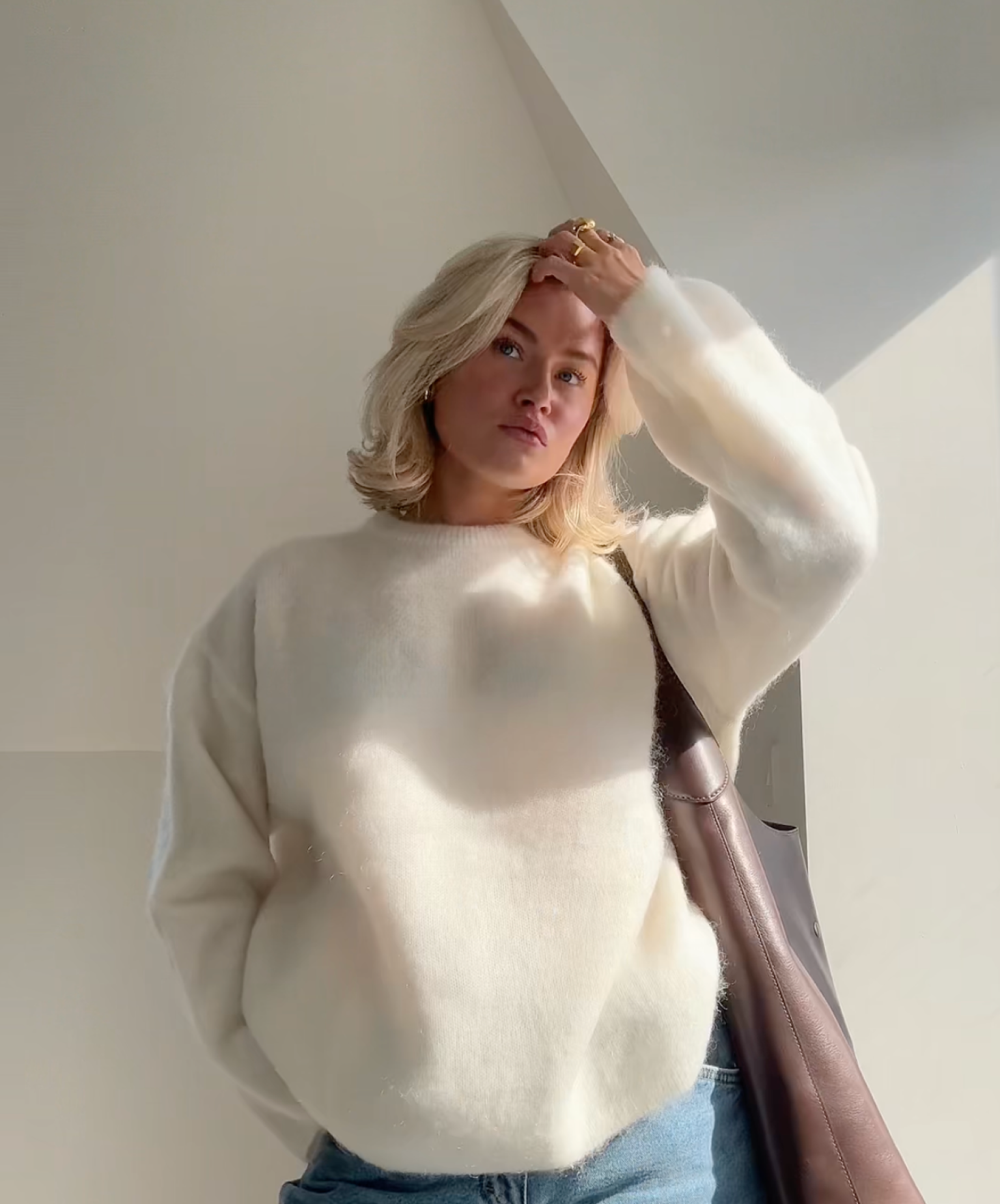 Annemiek | Pull en mohair pour femme – pull doux en maille à col rond, haut chaud et élégant pour l'hiver