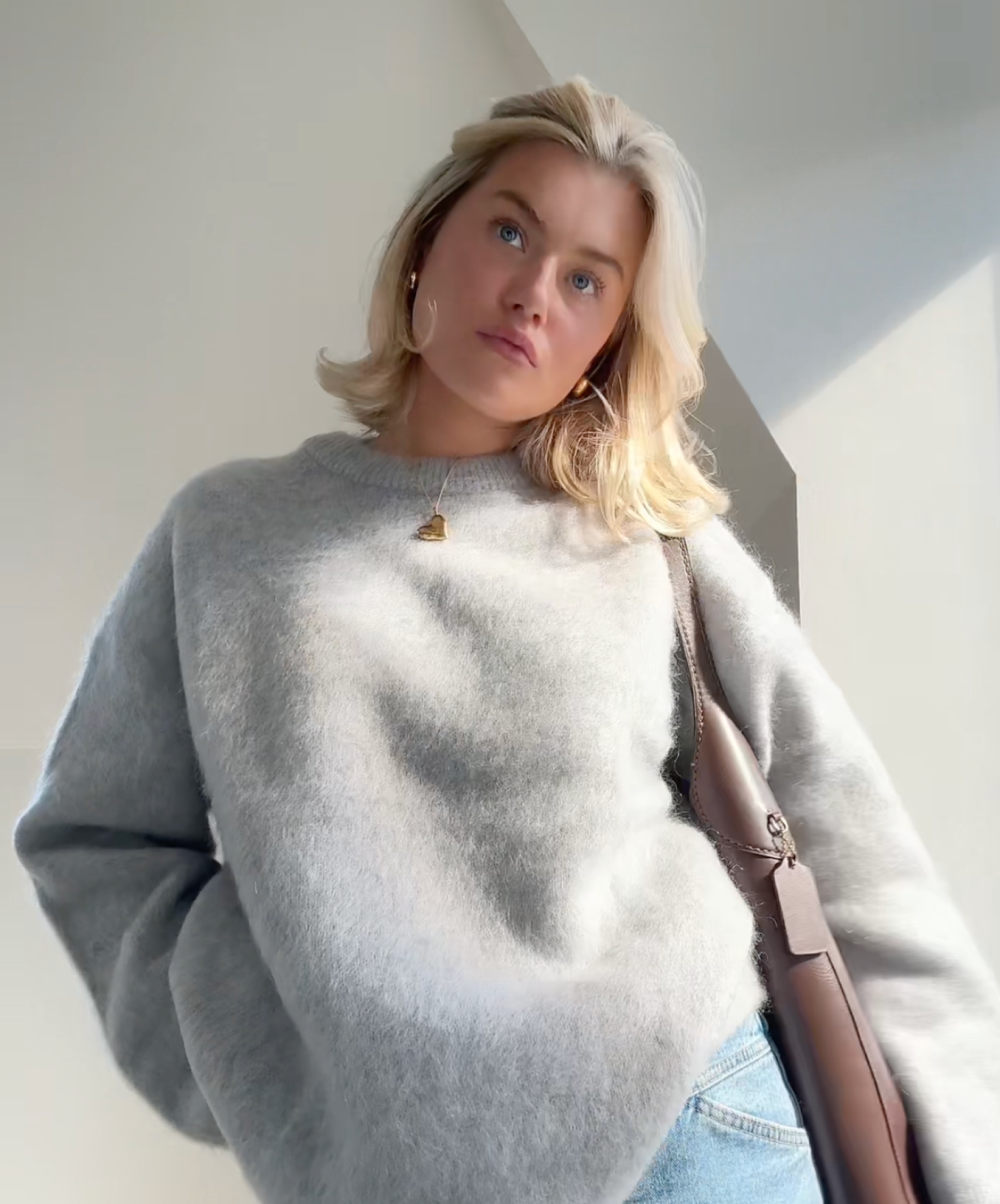 Annemiek | Pull en mohair pour femme – pull doux en maille à col rond, haut chaud et élégant pour l'hiver