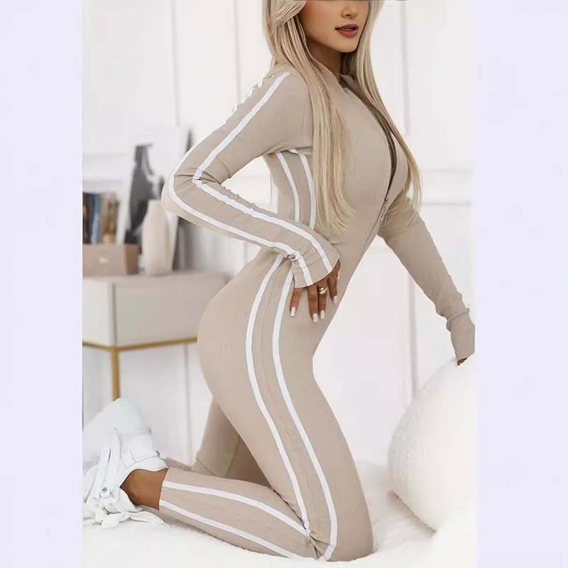 Benja | Sportieve jumpsuit met lange mouwen en ritssluiting aan de voorkant – Sportieve bodysuit voor fitness