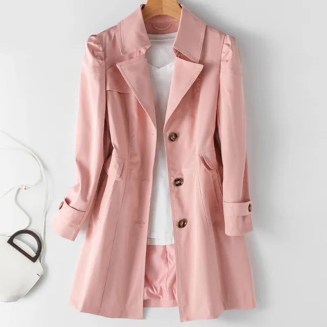 Alia | Elegant Women's Trench Coat - Classic Double-Breasted Overcoat with Belt for Autumn & Winter