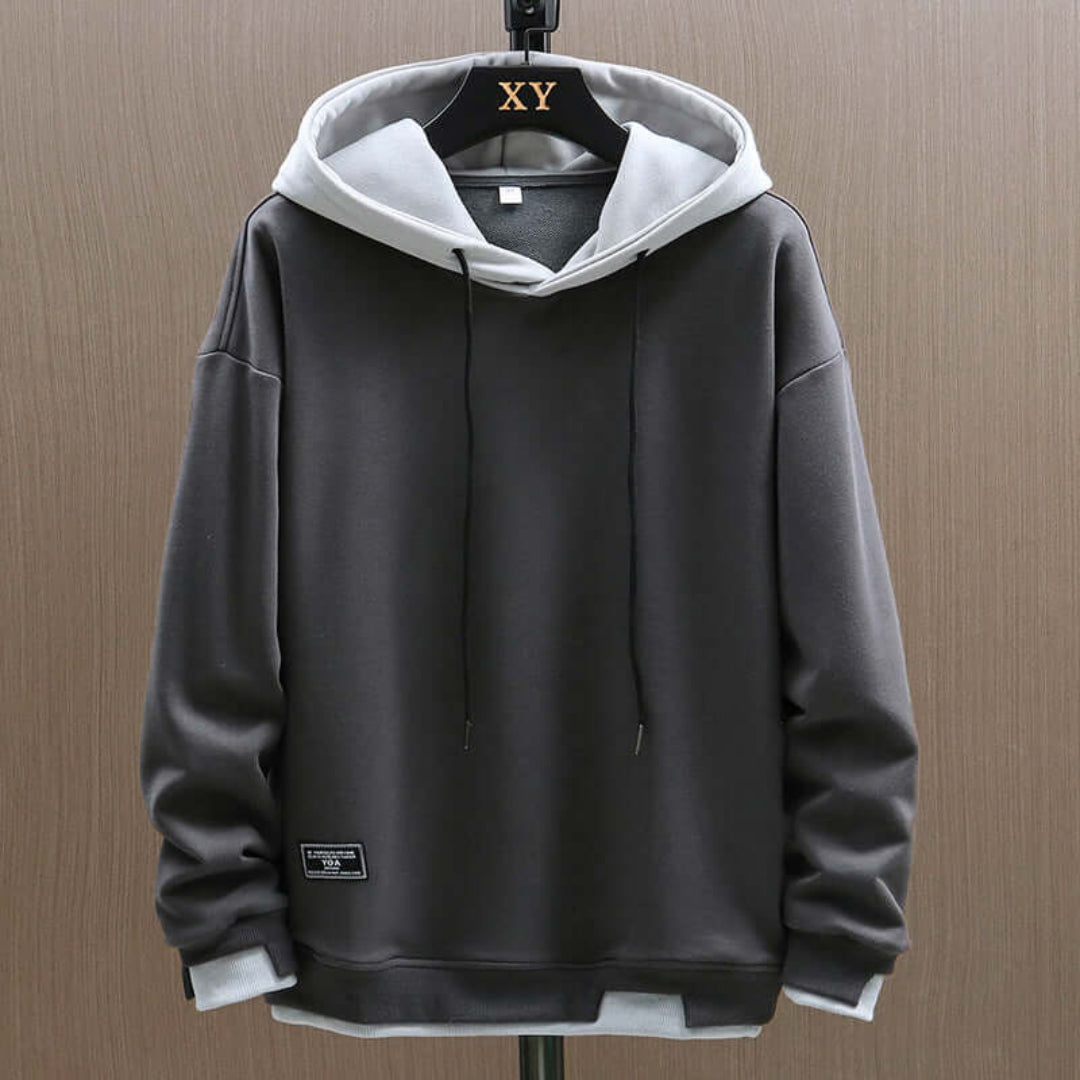 Greven | Tweekleurige oversized hoodie voor heren – Warm casual streetwear sweatshirt, relaxte pasvorm