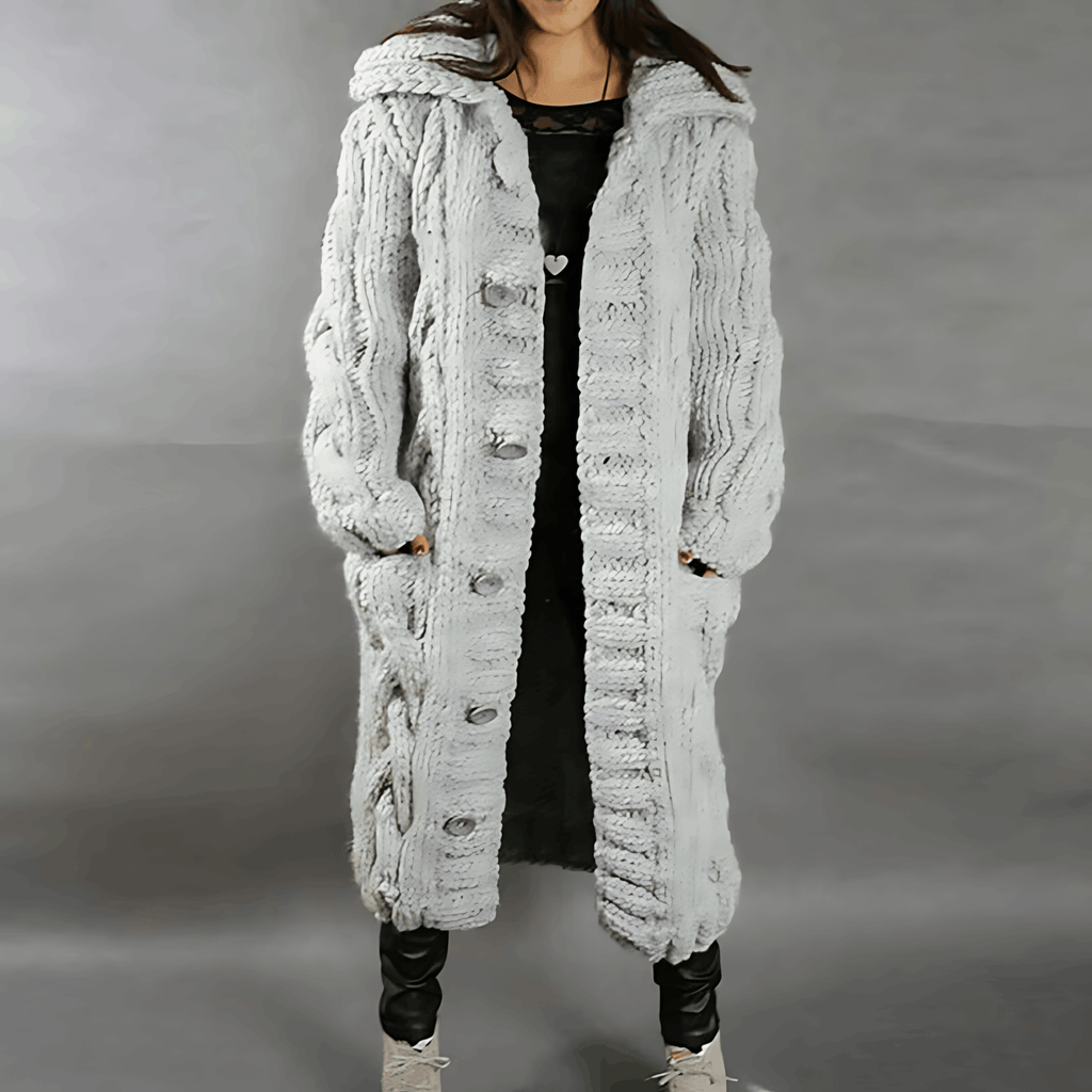 Alenka | Dames grof gebreid lang vest - Knus, warm, oversized gebreide trui