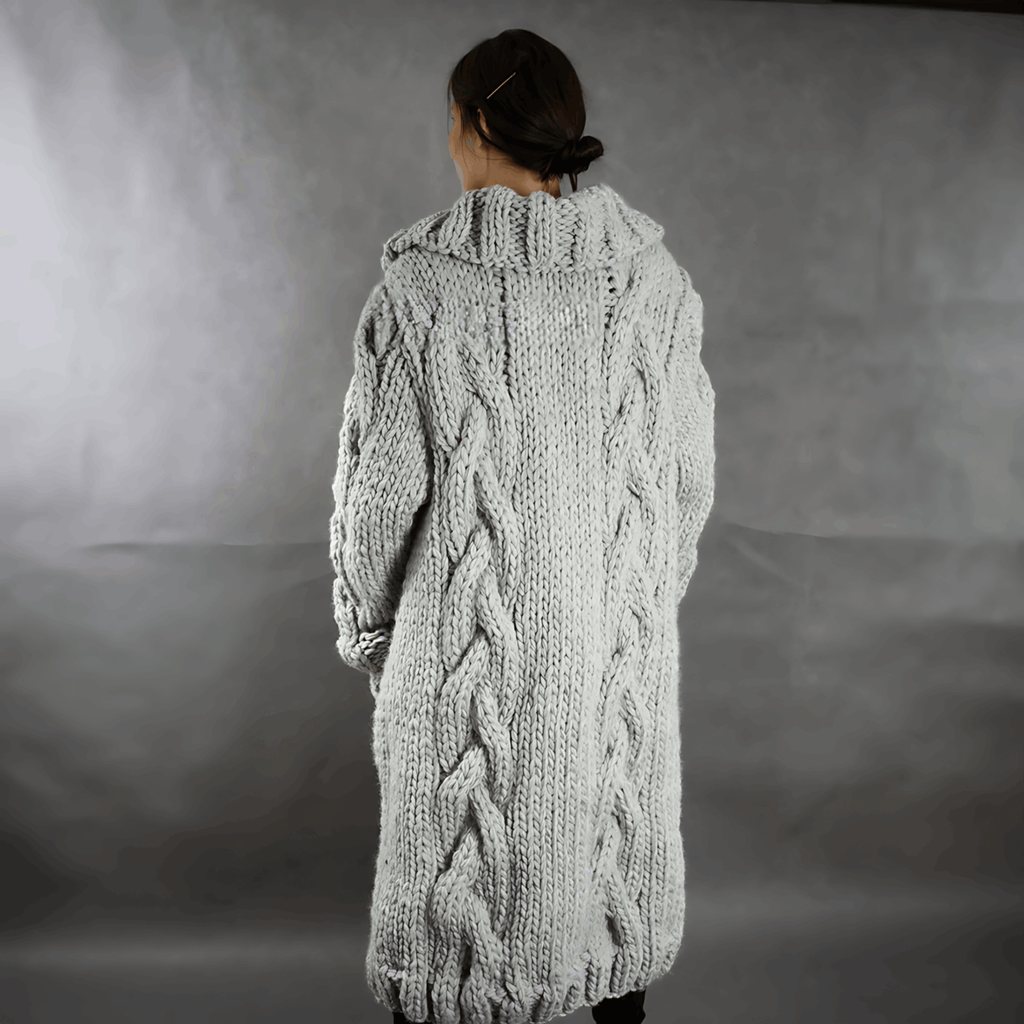 Alenka | Dames grof gebreid lang vest - Knus, warm, oversized gebreide trui