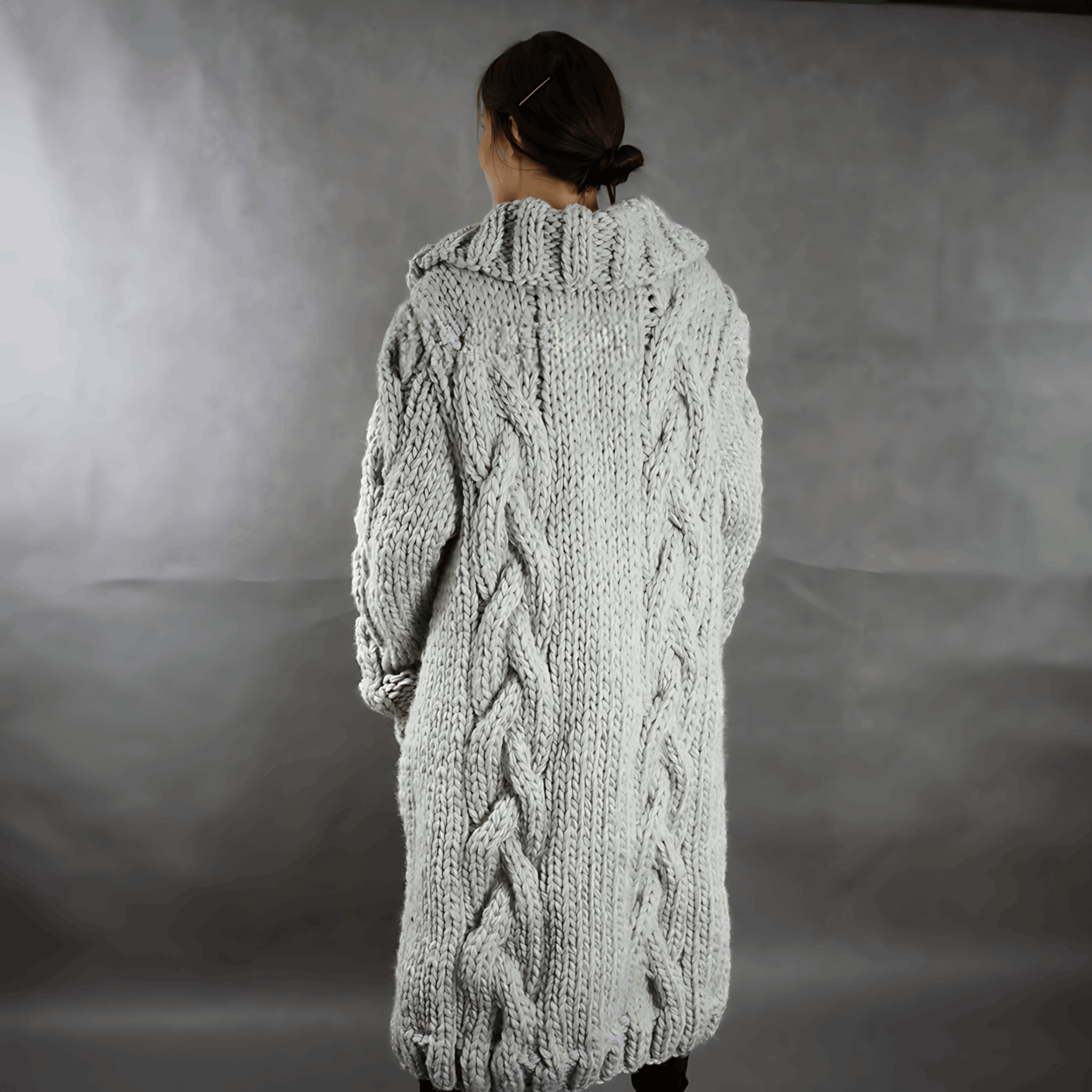 Alenka | Dames grof gebreid lang vest - Knus, warm, oversized gebreide trui