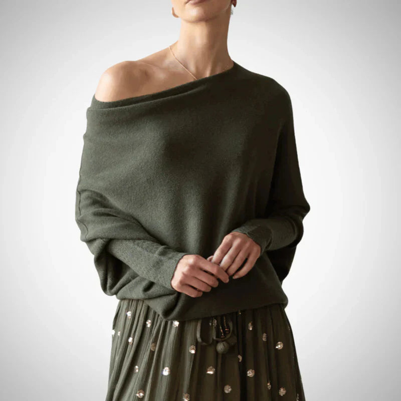 Orlana | Damesbreisweater met stijlvolle asymmetrische schouders
