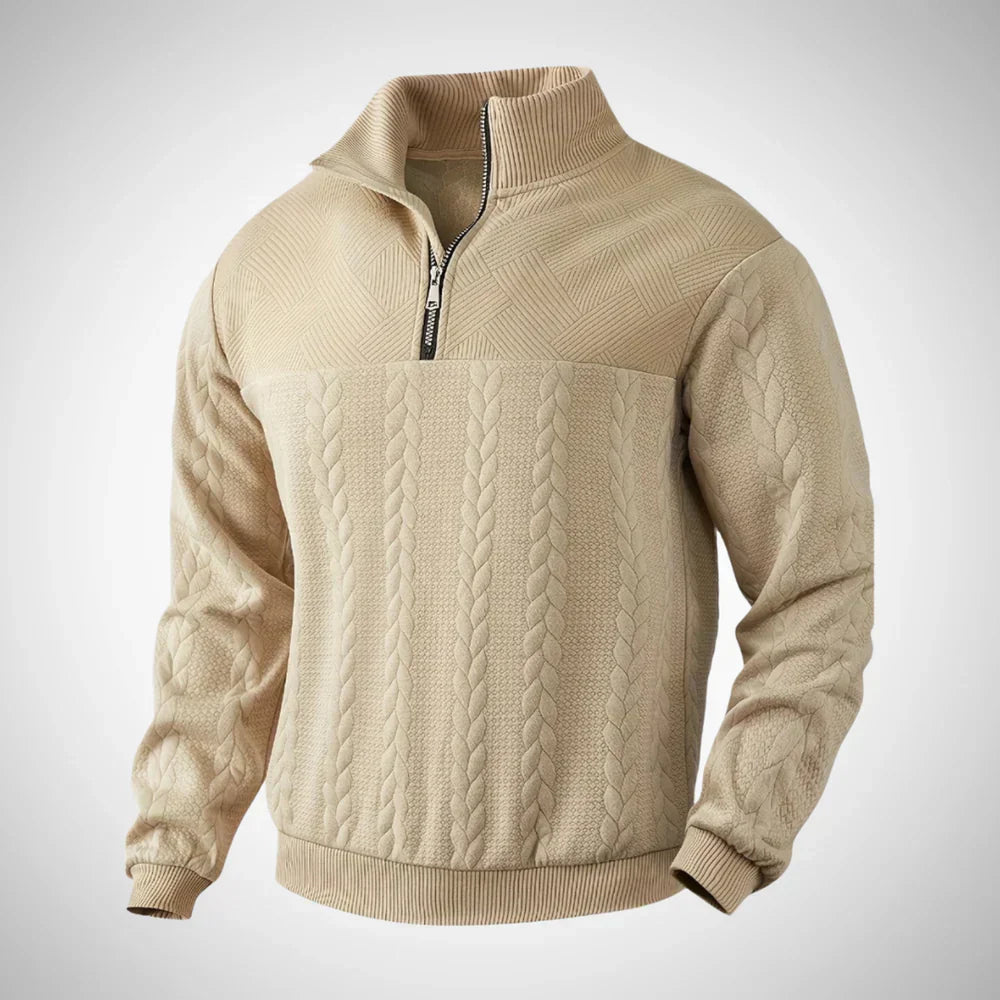 Iveron | Heren Half-Zip Trui – Pullover met Opstaande Kraag, Casual Gebreide Top, Vintage Stijl