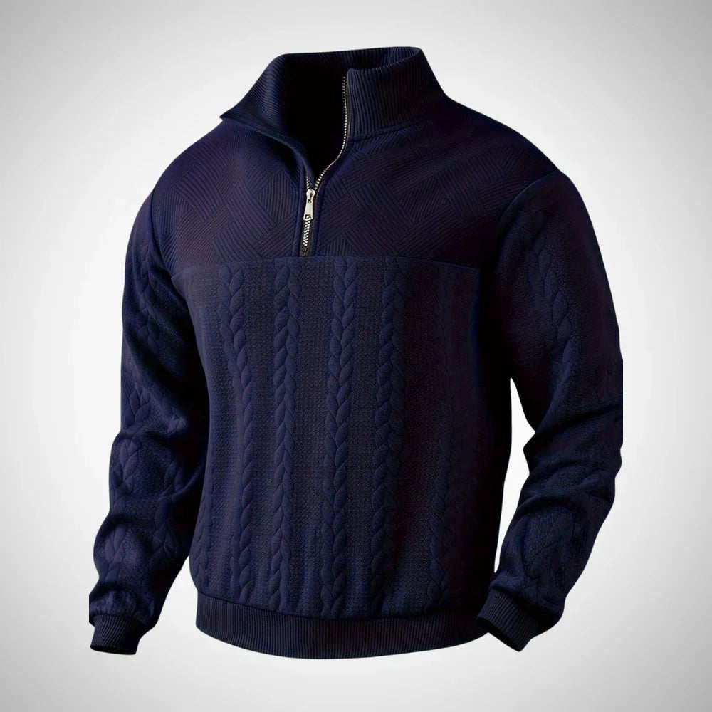 Iveron | Heren Half-Zip Trui – Pullover met Opstaande Kraag, Casual Gebreide Top, Vintage Stijl