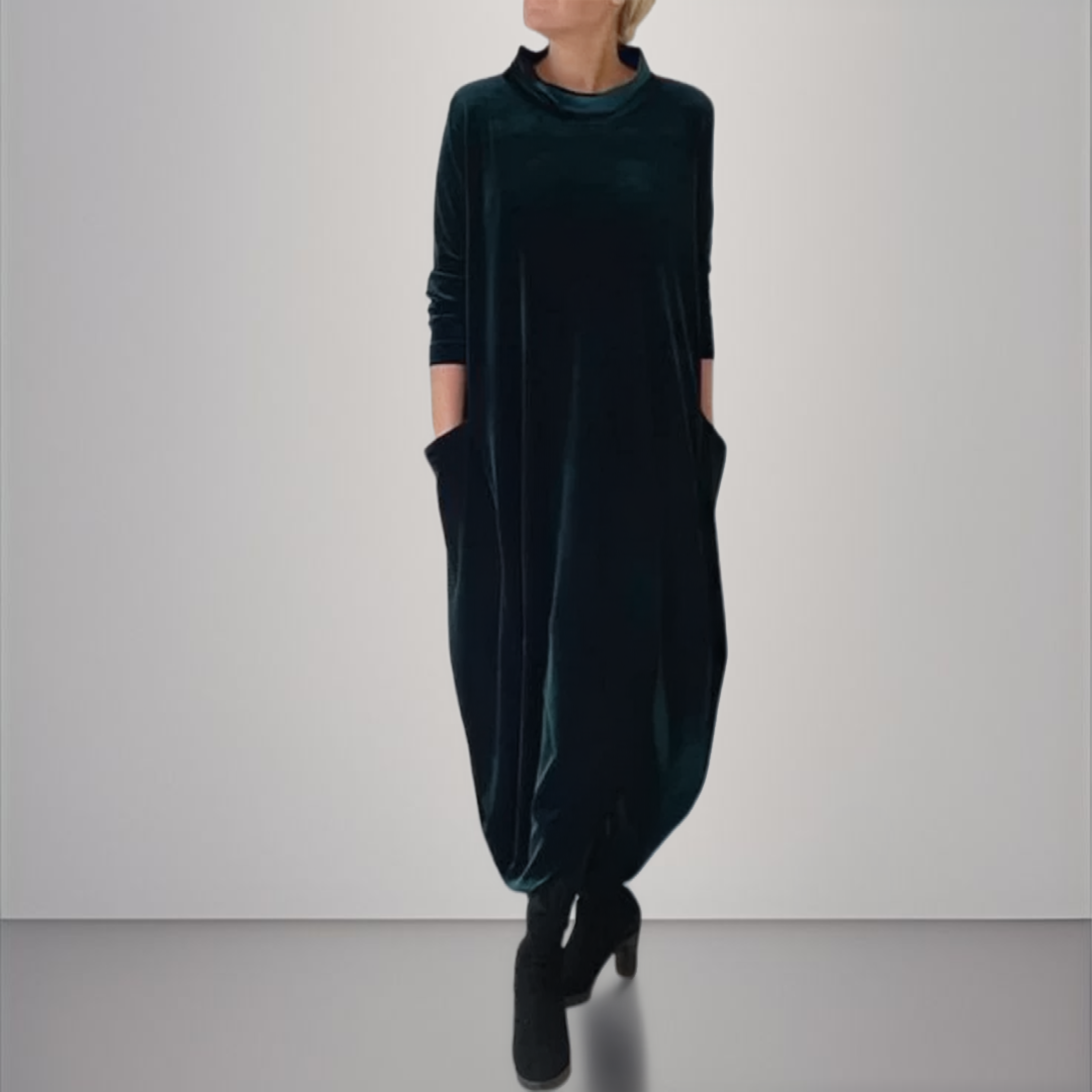 Vesna | Lange mouwen fluwelen maxi-jurk voor dames – Elegante avondjurk, formele feestjurk