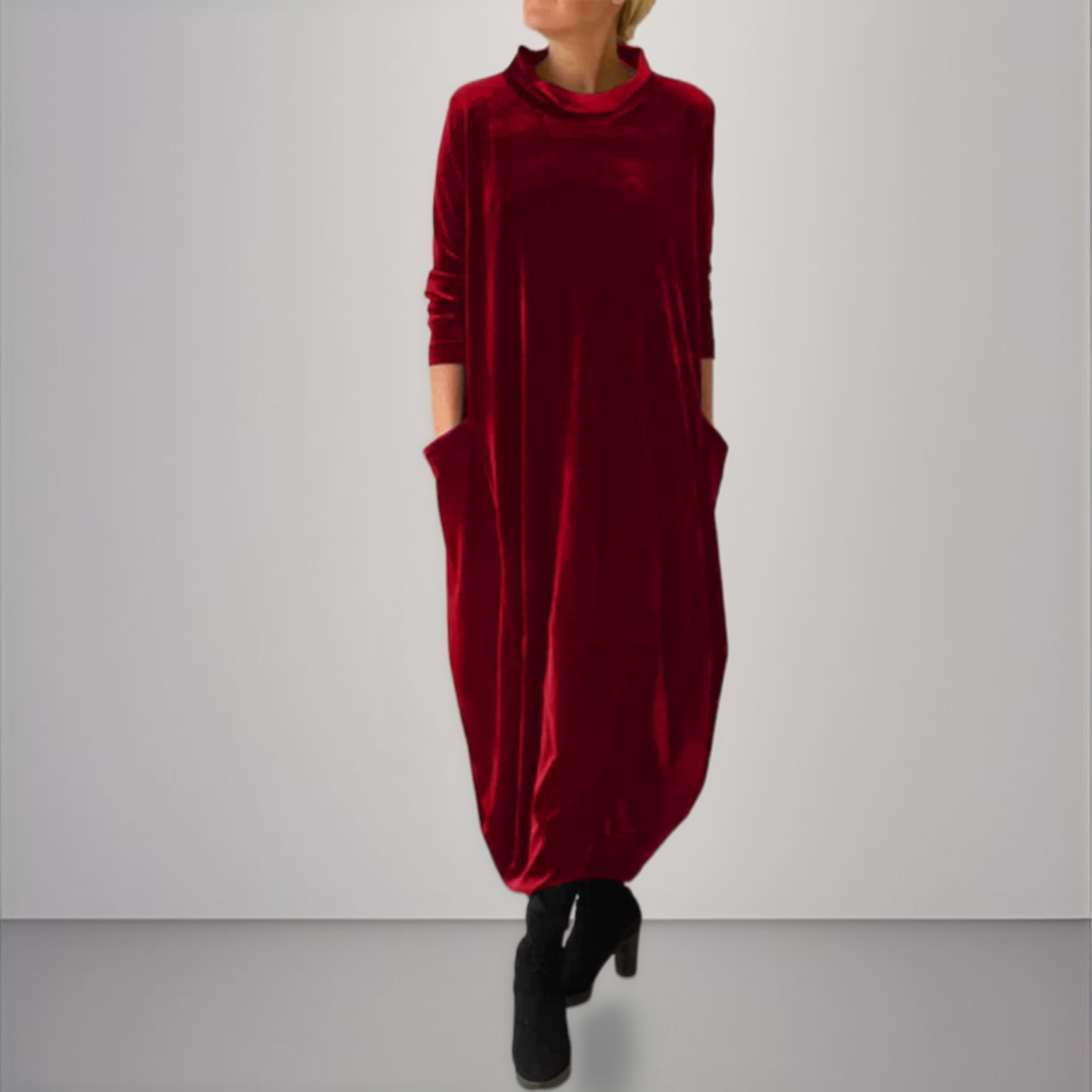 Vesna | Lange mouwen fluwelen maxi-jurk voor dames – Elegante avondjurk, formele feestjurk