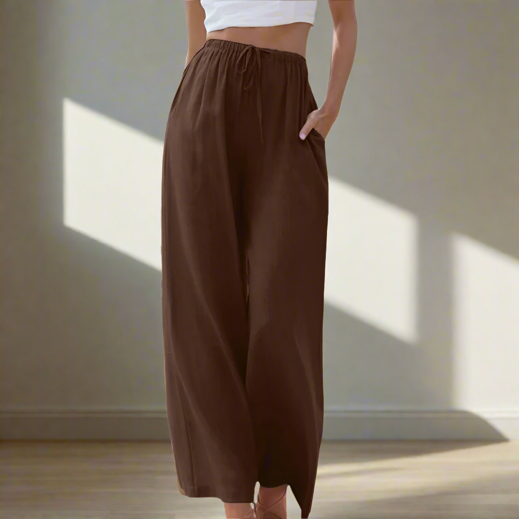 Caine | Chique damesbroek met wijde pijpen – Elegante kantoorbroek met hoge taille