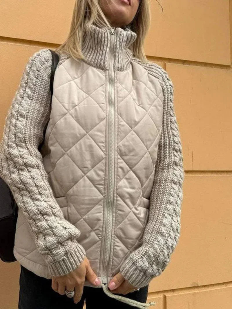 Myrivelle | Doudoune femme – Manches longues en maille, col montant, manteau d'hiver léger et chaud